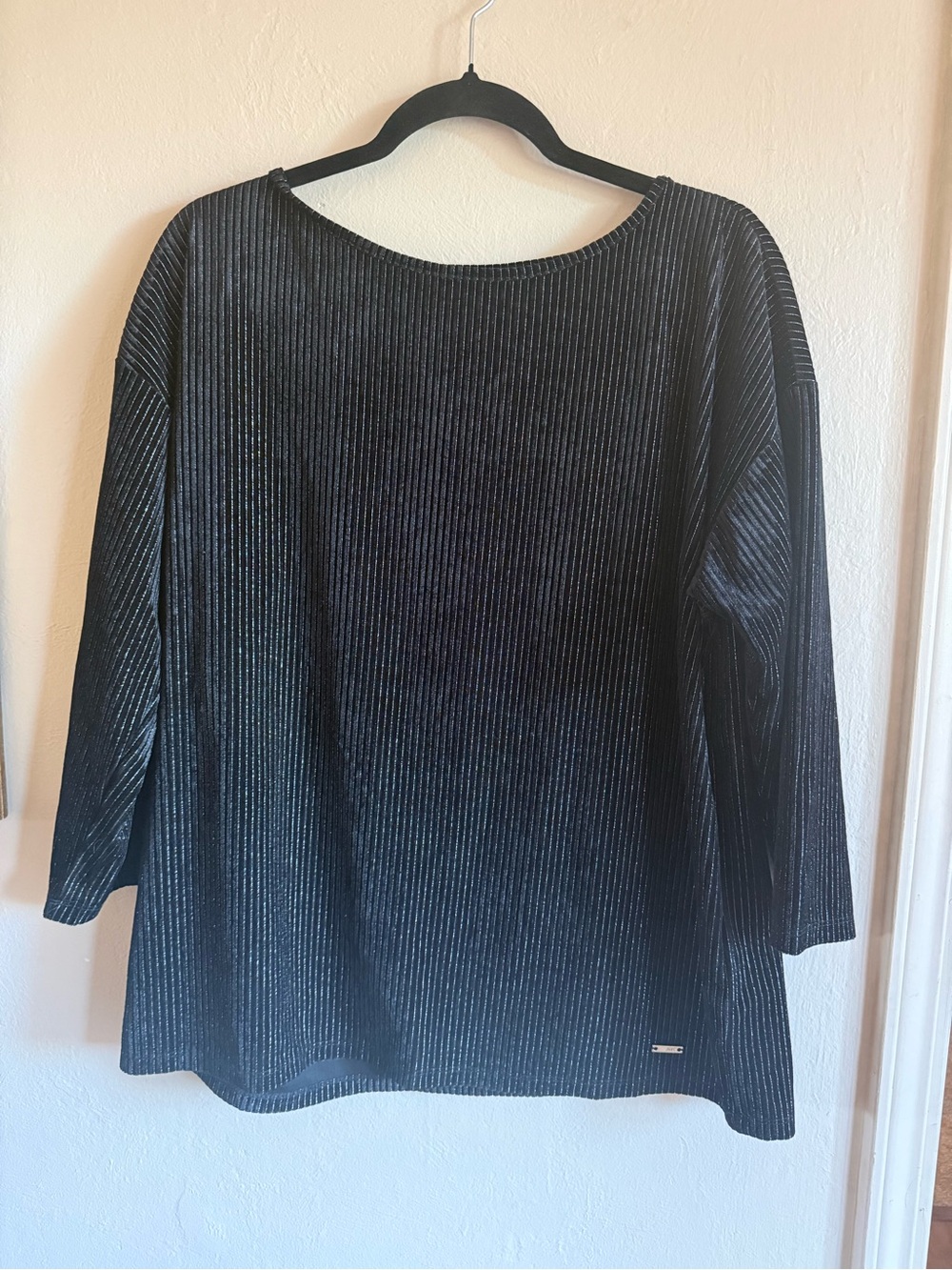 Jones New York Collection Shimmer Plissé Boxy Tunic Top Size L